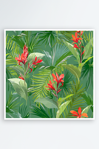 矢量卡通手绘热带植物插画