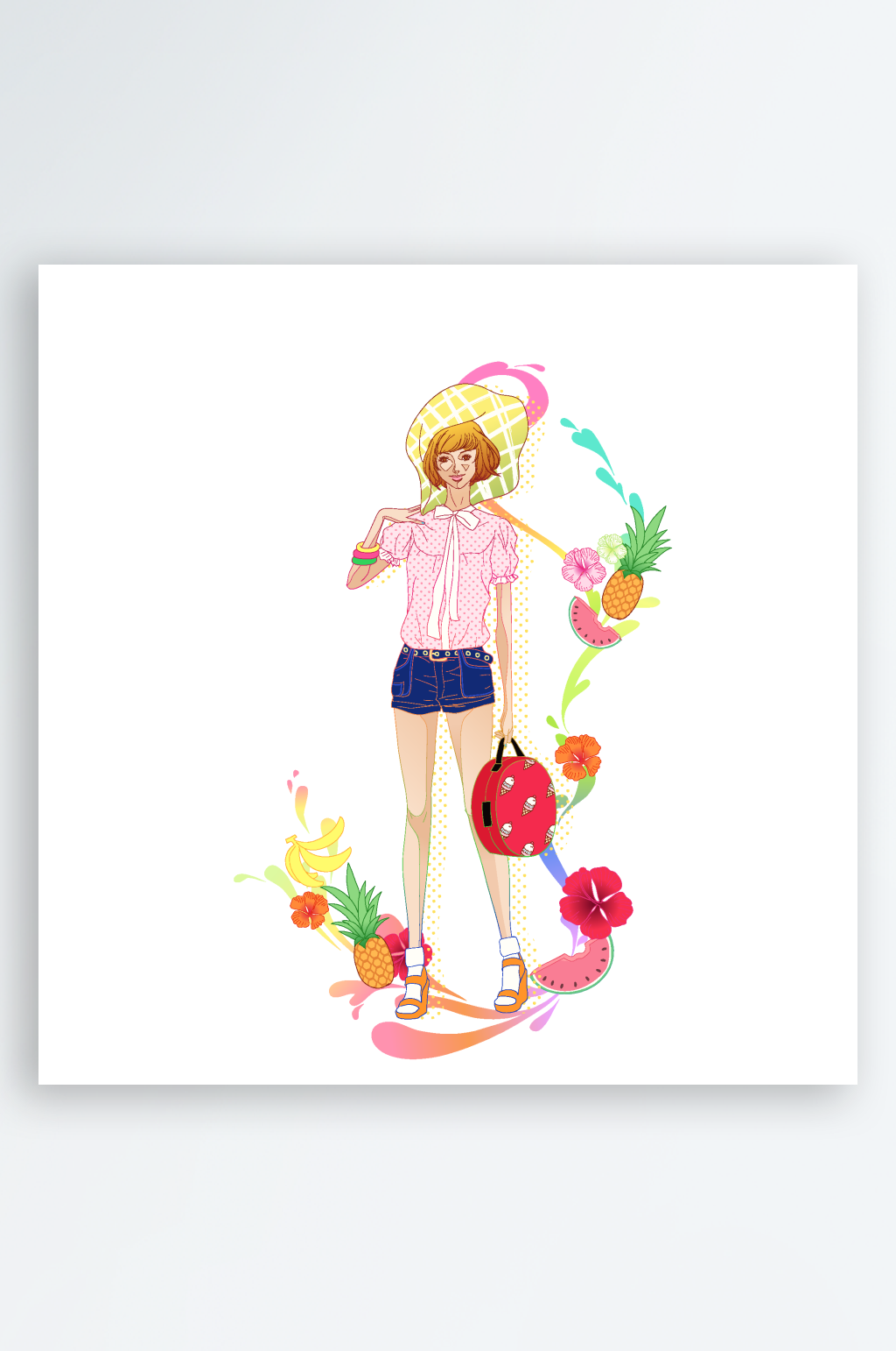 手绘唯美美女艺术插画素材