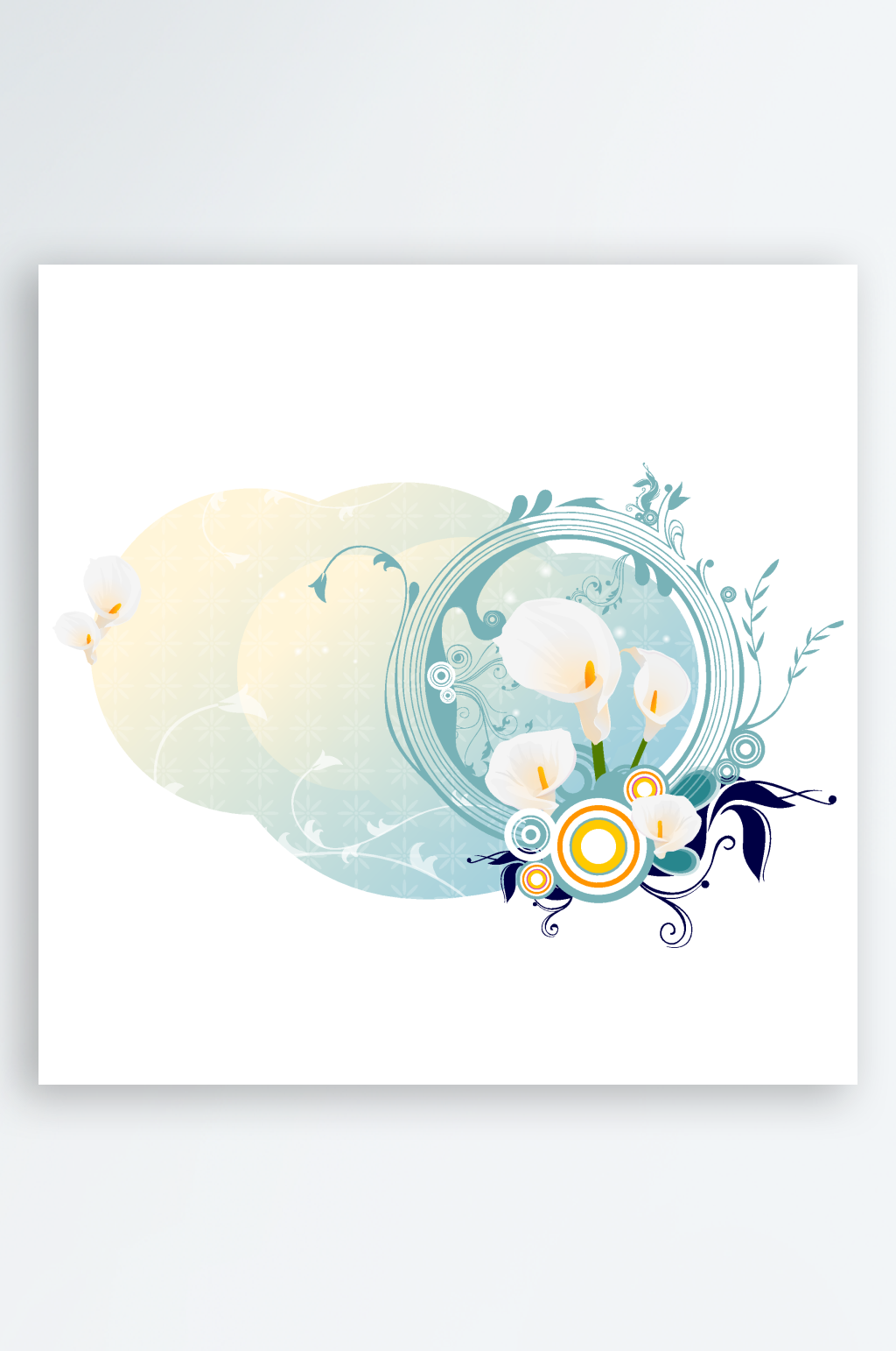 唯美花卉水墨艺术插画素材