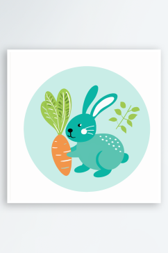 胡萝卜兔子元素素材图片
