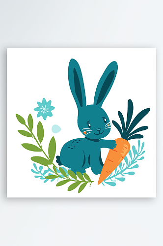 胡萝卜兔子元素素材图片