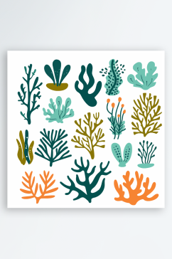 珊瑚海藻元素素材图片