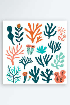 珊瑚海藻元素素材图片