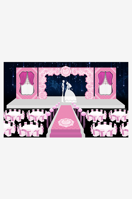 粉色婚礼舞台背景-众图网