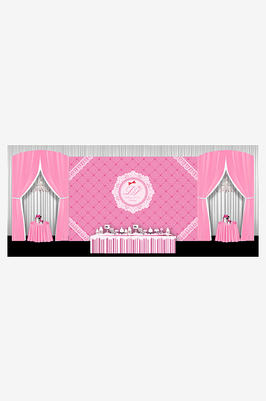 粉色婚礼舞台背景-众图网