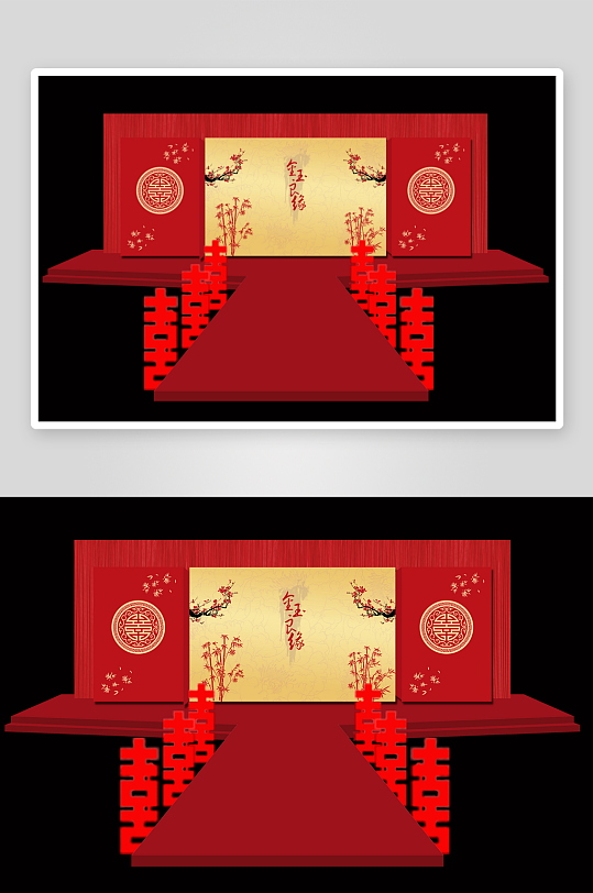 中式婚礼舞台背景-众图网