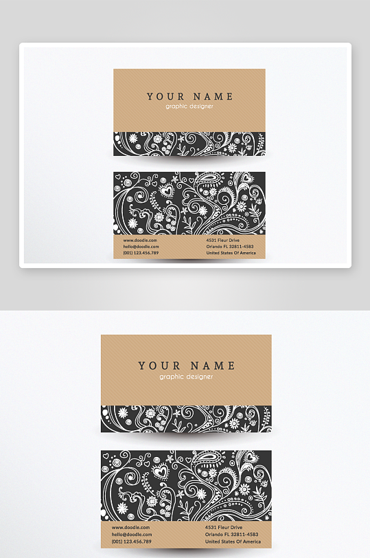 矢量水彩花纹简约名片模版-众图网