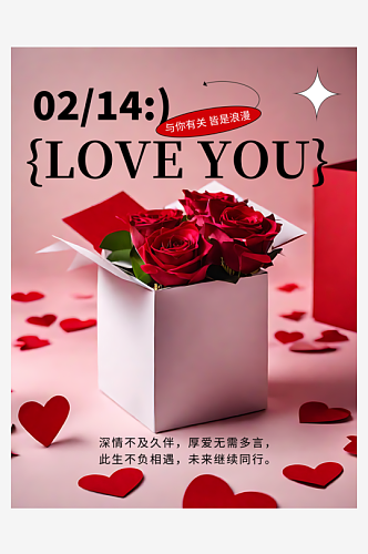情人节节日祝福海报