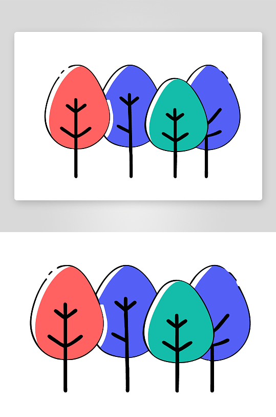 树林树木植物插画素材图片