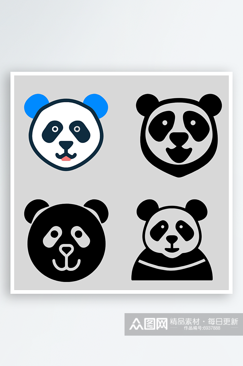 熊猫矢量风格免抠图元素素材