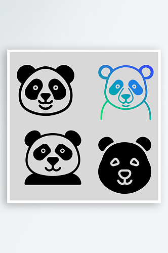 熊猫矢量风格免抠图元素