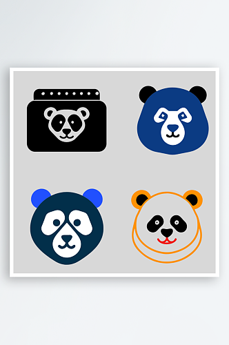 熊猫矢量风格免抠图元素