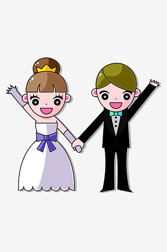 婚礼新娘新郎卡通图案插画
