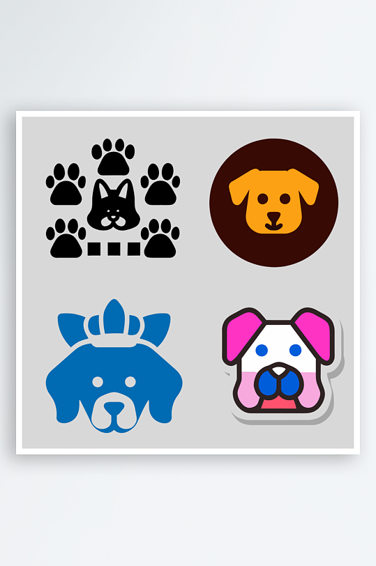 小狗矢量风格免抠图元素-众图网