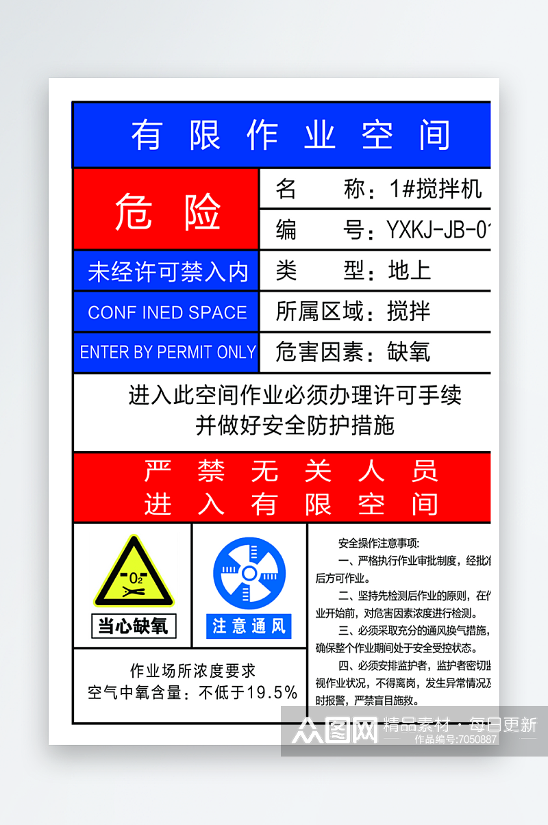 有限空间作业安全告知海报素材