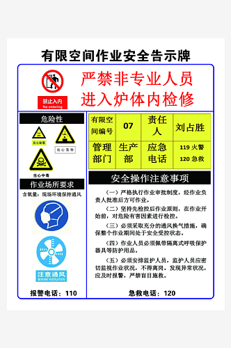 有限空间作业安全告知海报