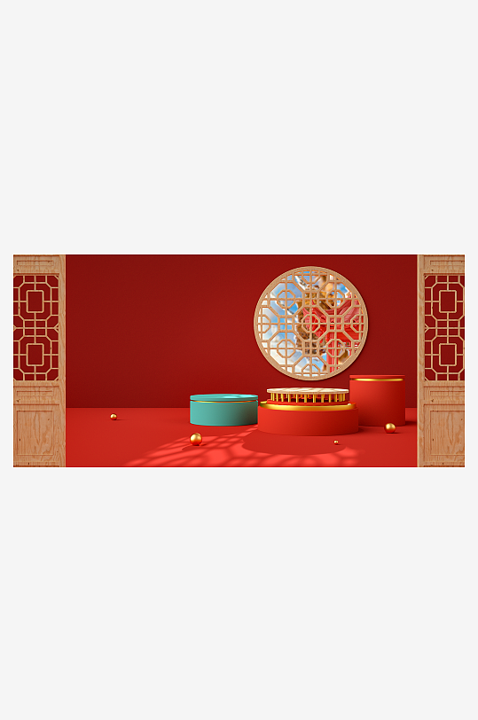 电商简约3D立体场景直播间banner