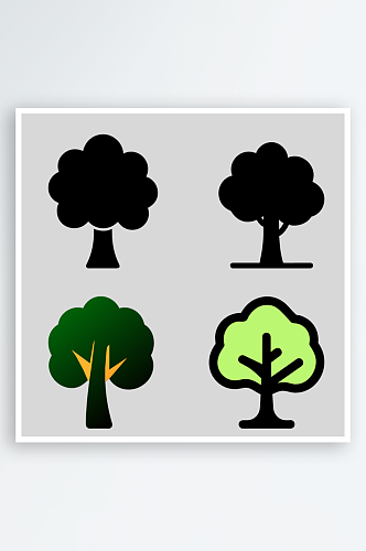 树木矢量风格免抠图元素
