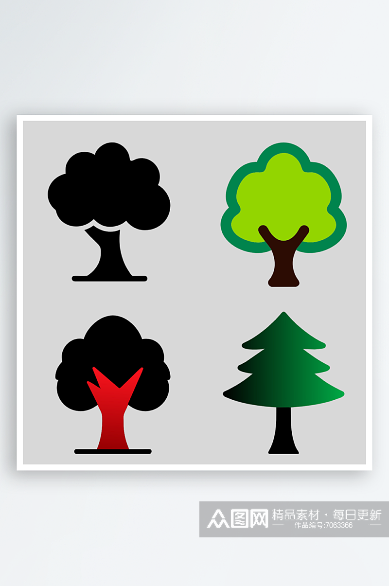树木矢量风格免抠图元素素材