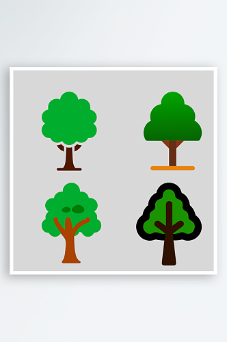 树木矢量风格免抠图元素