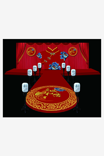 中式婚礼主题舞台背景模版