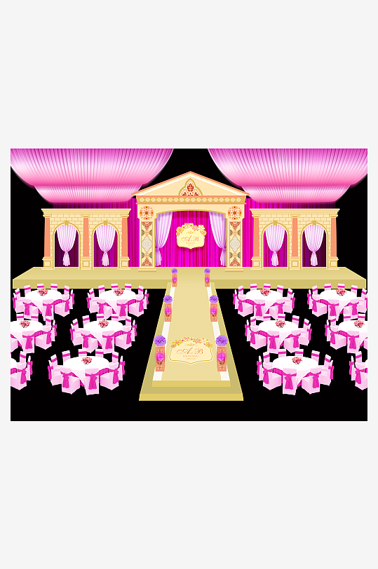 婚礼主题舞台背景模版-众图网