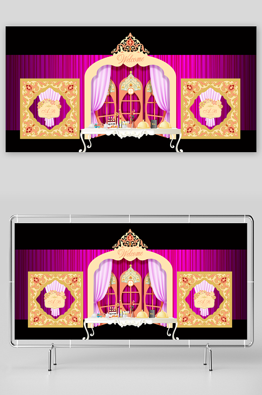 婚礼主题舞台背景模版-众图网