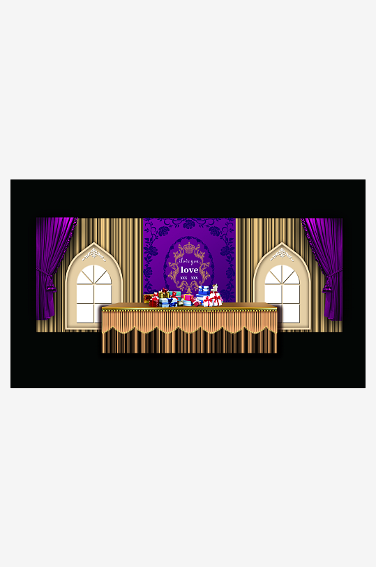 婚礼主题舞台背景模版-众图网