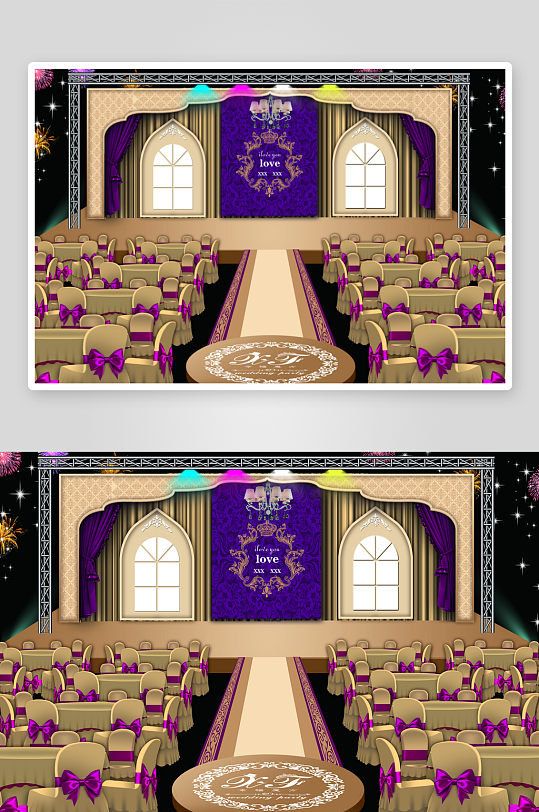 婚礼主题舞台背景模版-众图网