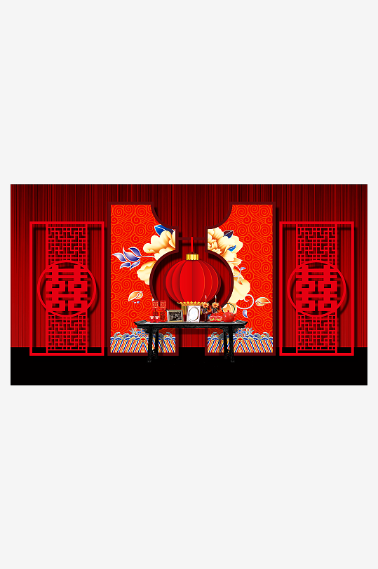 婚礼主题舞台背景模版-众图网