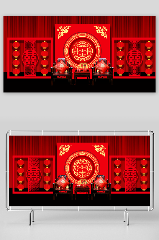 婚礼主题舞台背景模版-众图网