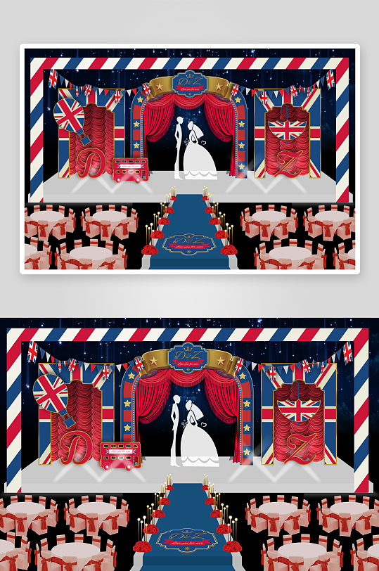 婚礼主题舞台背景模版-众图网