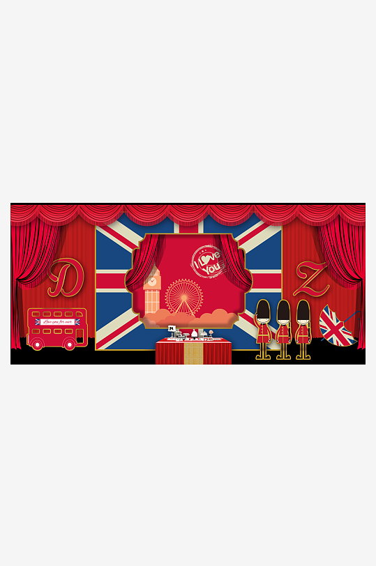 婚礼主题舞台背景模版-众图网