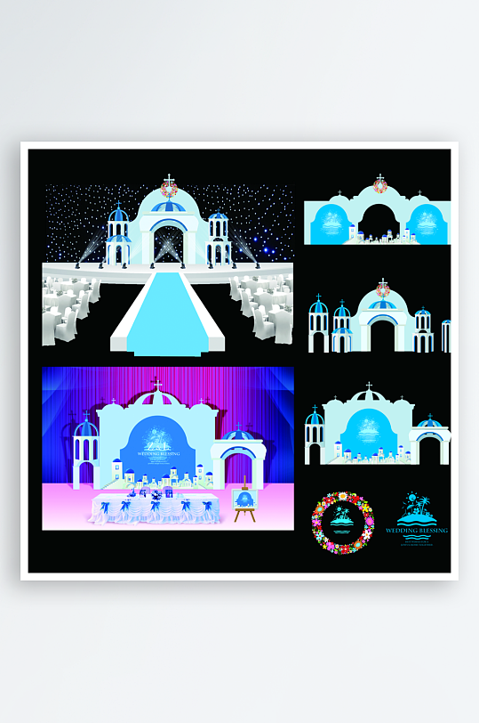 婚礼主题舞台背景模版-众图网