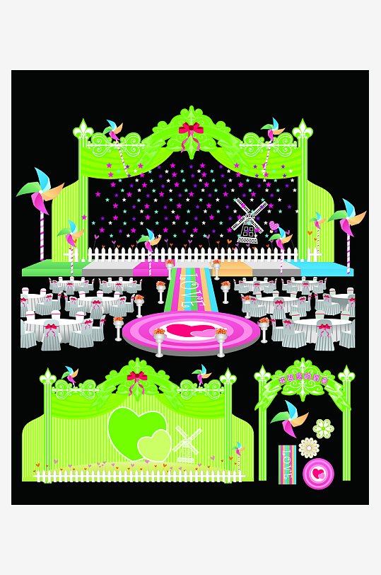 婚礼主题舞台背景模版-众图网