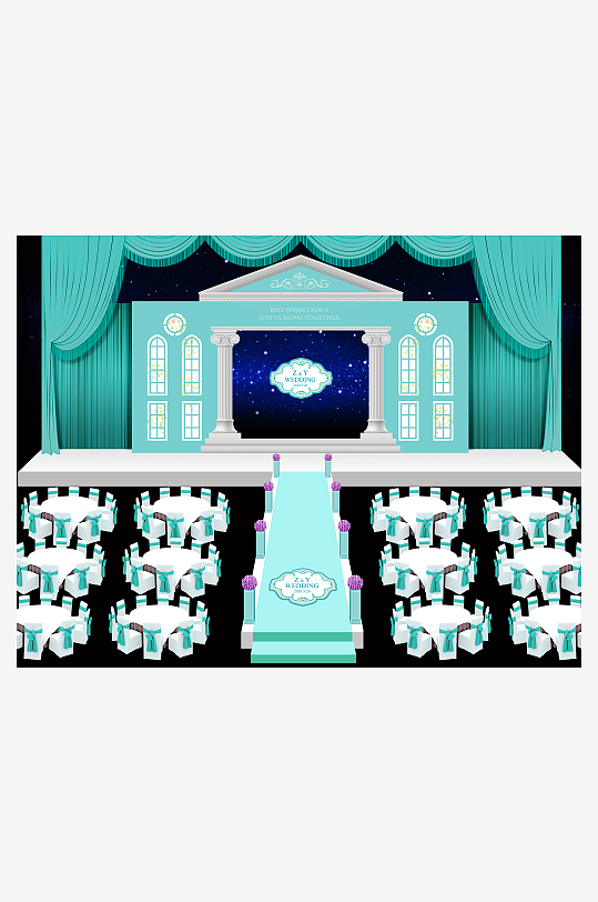 婚礼主题舞台背景模版-众图网