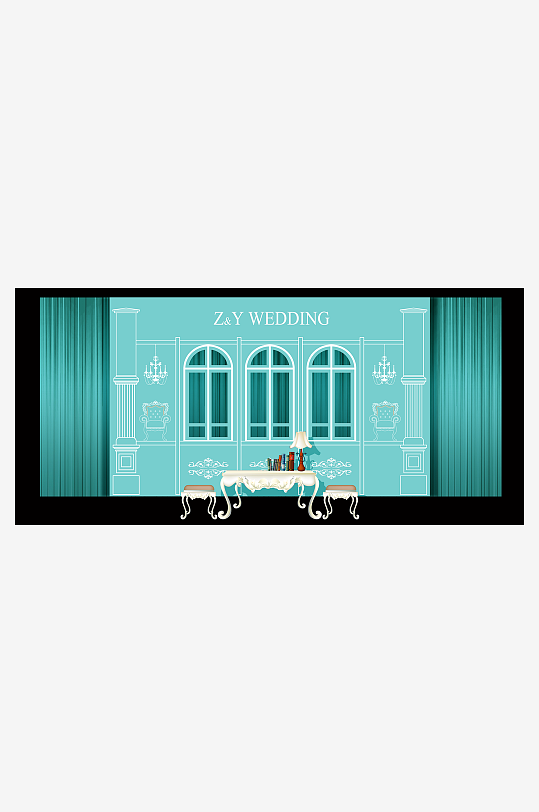 婚礼主题舞台背景模版-众图网