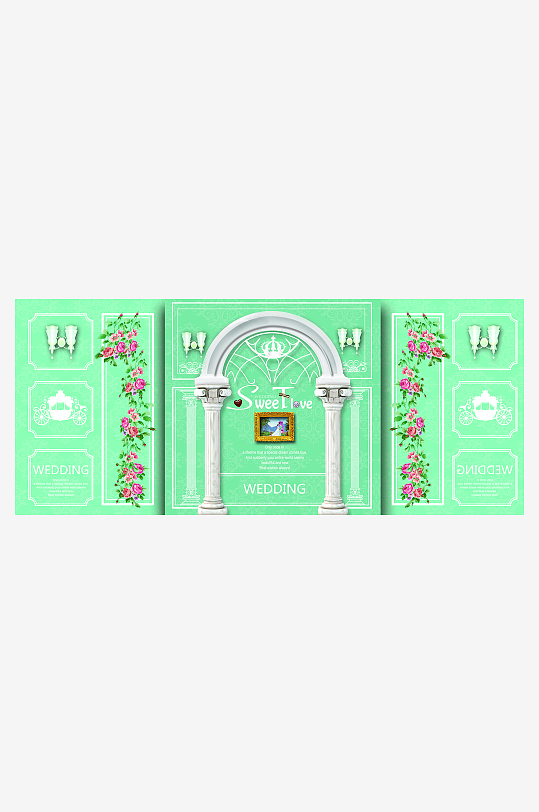 婚礼主题舞台背景模版-众图网