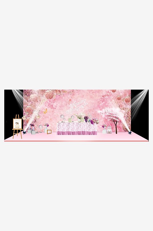 婚礼主题舞台背景模版-众图网