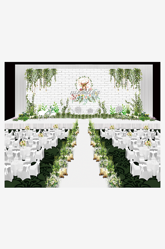 婚礼主题舞台背景模版-众图网