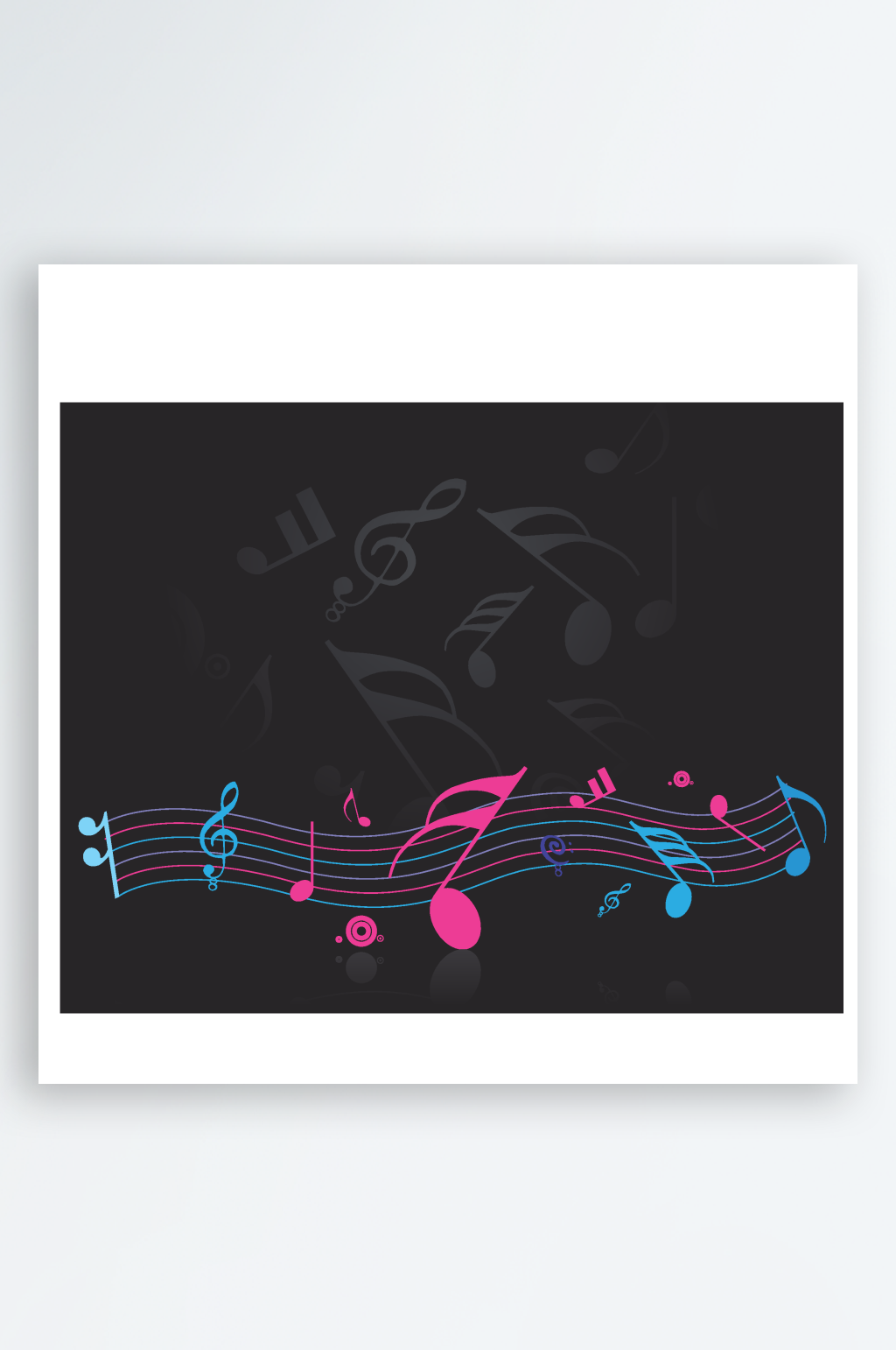 水彩音符吉他乐器矢量背景插画素材