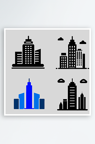 城市高楼矢量风格免抠图元素