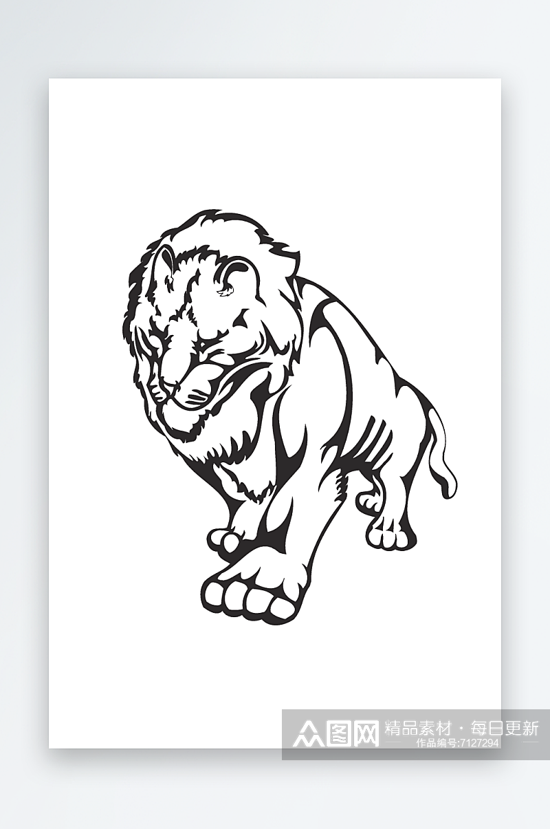 矢量狮子狮子素描图标素材素材