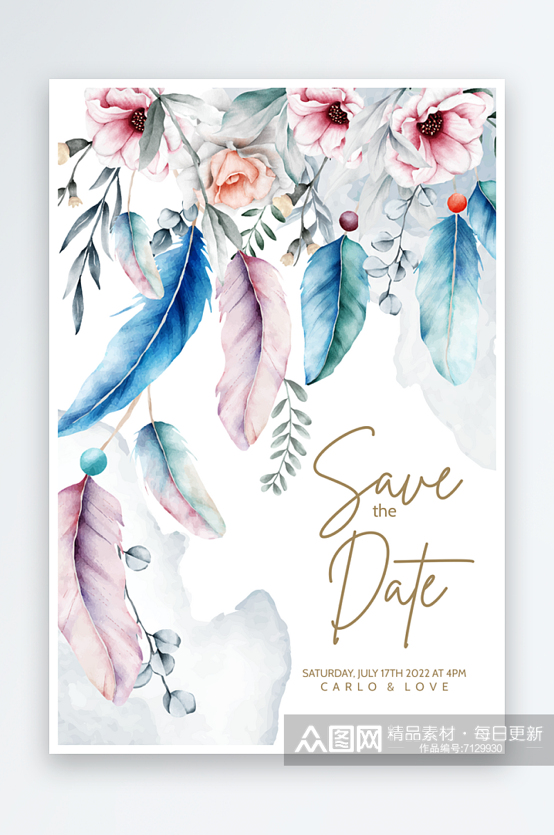 唯美清新花卉背景婚礼海报请柬素材
