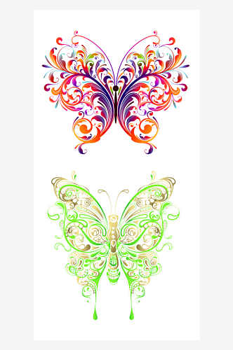 彩色免扣手绘蝴蝶设计素材