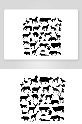 矢量动物矢量动物剪影图标