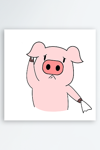 猪开心插画元素设计素材