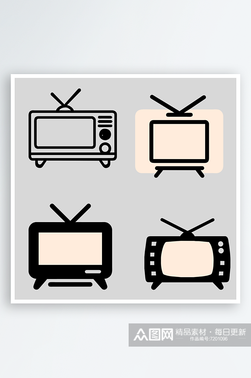 电视机矢量风格免抠图小图标素材