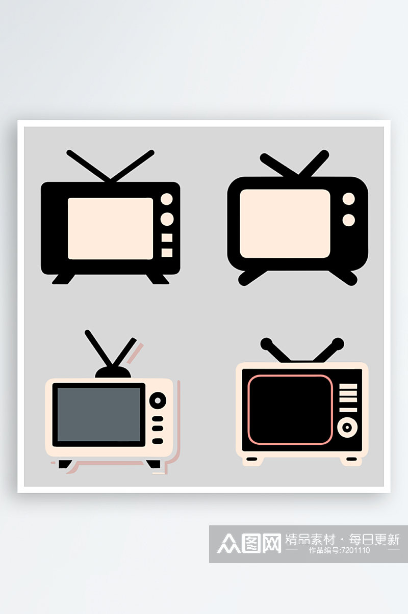 电视机矢量风格免抠图小图标素材
