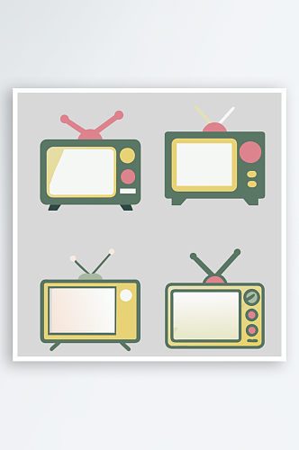 电视机卡通风格免抠图图标
